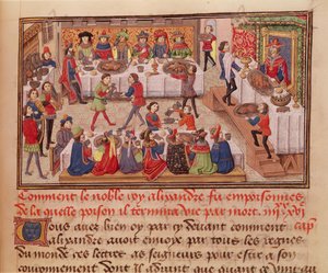 Fol.298r貴族王アレクサンダーがどのように毒殺されたか、ジャンウォークリン作の本、グランドアレクサンドル歴史博物館1460 作： French School