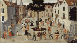 木を囲む民俗祭り、1560年頃（油彩） 作： French School