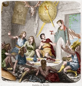 紀元前600年のマルセイユの財団 - Fondation de Marseille, 600 BC: ギリシャの船乗りが到着した日、ナムスの首長が食事を催し、その際に娘のギュプティスが杯を持って妻を選ぶことになった。ギリシャ人は招待された