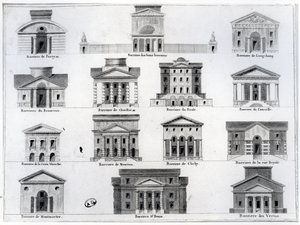 パリを取り巻く農民将軍の壁のためにクロードニコラレドゥが設計した14の障壁 作： French School