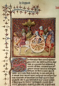 Fr.119 fol.312vカートの騎士、ランスロット、1344 作： French School