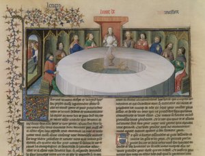 Fr.120 f.524vラ・クライト・ド・サングラールの「ランスロットの物語」の円卓の騎士