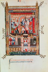 Fr 2091 fol.129聖デニスと彼の仲間たちに彼の前に連れて来られた命令を与えるシシンニウスはヴィーデセントデニスから1317年 作： French School