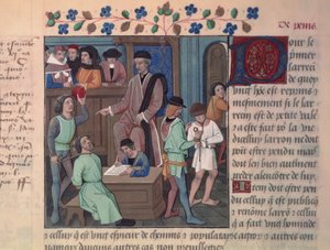 Fr 4367 f.55v裁判官が囚人を尋問 作： French School