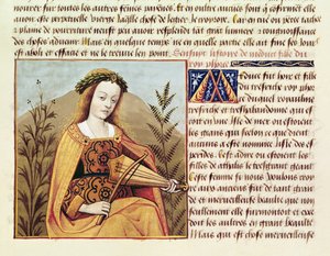 Fr 599 f.19 `Des Cleres et Nobles Femmesからのバイオリンを弾く女性