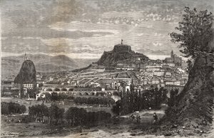 フランス、オーヴェルニュ、オート・ロワール（43）、ル・ピュイ・アン・ヴェレー（Le Puy-en-Velay） - V.A. Malt-Brown著「La France illustree: geographie, histoire, administration statistique」に掲載された彫刻。 作： French School