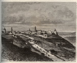 フランス、シャンパーニュ＝アルデンヌ、オート＝マルヌ（52）、ラングレ-V.-A.マルト＝ブラウン著「La France illustree: geographie, histoire, administration statistique」に掲載された彫刻。 1884年 作： French School