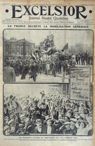 フランスは1914年8月2日に一般動員を宣言、1914年8月2日日曜日にエクセルシオールのイラストをカバー 作： French School