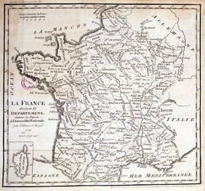 1791年の国民議会の決定により、フランスは83の部門に分割されました。 作： French School