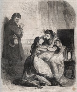 フランソワーズ・ド・モンモランシー＝フォッソー（Montmorency Fosseux）（1566-1641）は、マルゴット王妃として知られる王妃マルグリット・ド・ヴァロワ（1553-1615）に許しを請う。彼女は国王アンリ4世（1553-1610）の愛人であり、彼らの子供を産むことに不安を感じている 作： French School
