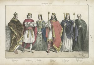 メロヴィング朝のフランクの王と女王 作： French School