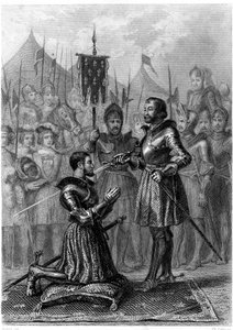 マリニャンの戦い（1515年）後の武装した騎士フランソワ1世。19世紀（エングレーヴィング）