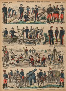 ポンツーン橋を作るフランス陸軍の砲兵（彩色済み彫刻 作： French School