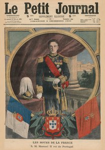 フランスのホスト、マヌエル2世、ポルトガル国王、「Le Petit Journal」の表紙イラスト、サプリメントイラスト、1909年12月5日 作： French School