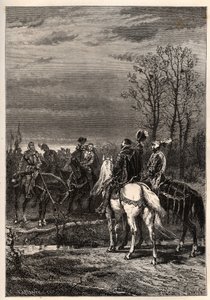 フランス宗教戦争-1569年10月 宗教戦争-モンコントゥールの戦いに先立つ談話（アンジュー公アンリ 将来のアンリ3世とコリニーのガスパール2世-モンコントゥールの戦い（1569年10月）-「The history of France told to to」のエングレーヴィング。