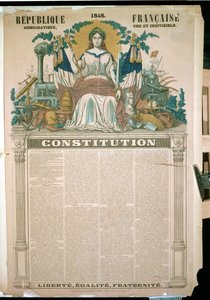 フランス共和国、1848年の憲法（カラー彫刻） 作： French School