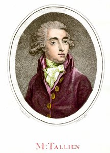 フランス革命。ジャン・ランベール（Jean-Lambert）タリアン（1767-1820）の肖像 フランス革命家。18世紀のエングレーヴィング。個人蔵 作： French School