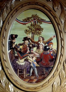 フランス革命。"パリのカフェ・ル・プロコペでの共和国の食事" 匿名の絵画。18世紀 パリ、ル・プロコペ 作： French School