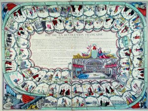フランス革命：革命の主な段階と国民議会の様子を紹介するガチョウのゲーム。18世紀末。パリ、B.N. 作： French School
