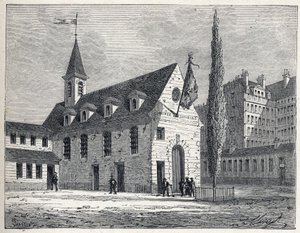 フランス革命：パリのジャコバンクラブの集会所、サントノレ地区（Saint Honore）の旧修道院。1889年のエングレーヴィング。個人蔵。 作： French School