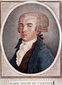 フランス革命：外交官で詩人・歴史家のマリー・ジョゼフ・シェニエ（1764-1811）の肖像。 作： French School