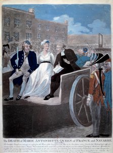 フランス革命：「ギロチンにかけられるフランス王妃マリー・アントワネット（1755-1793）。1793年のエングレーヴィング。パリ、アルセナル図書館 作： French School
