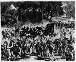 フランス革命：王室（ルイ16世とマリー・アントワネット）のパリ到着、1789年10月5日 - エッチング。