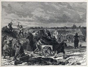 フランス革命：1790年の「連邦の祭り」に向けて、パリのシャンデ・マルス（Champs-de-Mars）で行われた工事。 作： French School