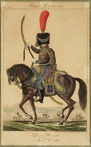 フランスの軍隊：1806年から1814年まで、パリのマルティネットリブレアによって発行されたフサールの将校 作： French School