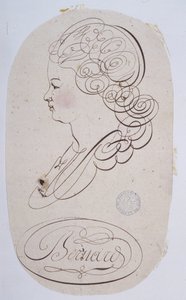 フランスのカリグラフィー。ベルナール・ド・パリが1780年頃に制作した若い人の肖像。 作： French School