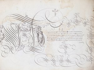 フランスのカリグラフィー。1600年頃のロベール・ヴィニョンによる書の庭。パリ市の歴史図書館。 作： French School