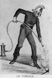 1866年頃のフランスの消防士 - デッサン、Bibl. des Arts deco. 作： French School