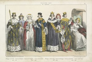 13世紀と14世紀のフランスの王と女王 作： French School