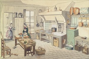 19世紀半ばのフレンチキッチン 作： French School