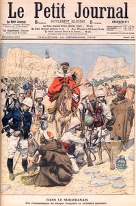 モロッコ南部でのフランスの偵察隊 1906年12月のLe petit Journalのイラスト。
