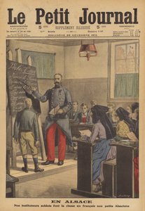 アルザスで小学生にフランス語を教えるフランス軍人（カラーリトグラフ 作： French School