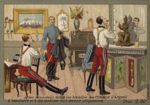 中かっこを着たフランスの兵士 作： French School