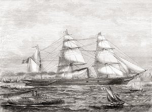 フランスの蒸気船である大西洋横断船ペレイア号（1866-1888）、1870年に出版されたLes Merveilles de la Scienceより 作： French School