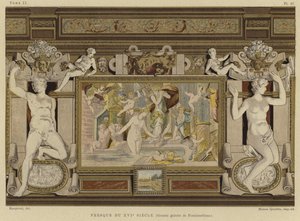 フォンテーヌブロー城、16世紀のフレスコ画 作： French School