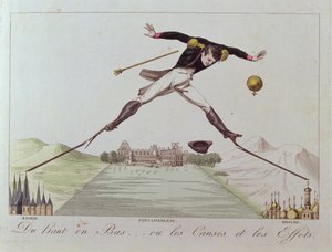 高から低へ...または原因と影響、ナポレオンの外交政策の似顔絵、c.1814 作： French School