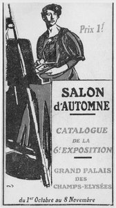 1908年パリのグランパレで開催された第6サロンドゥオートンのカタログの表紙イラスト 作： French School