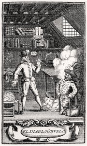 「2本の棒の上の悪魔」のためのDubercelleによる口絵、c.1787 作： French School