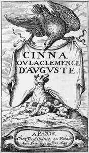1643年に出版されたピエールコルネイユ（1606-84）によるCinna ou la Clemence dAugusteの口絵 作： French School