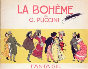 20世紀初頭、プッチーニによるラボエームのスコアシートの口絵 作： French School