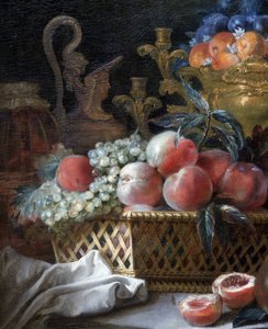 フルーツ花瓶とバスケット (詳細)。 1770年（キャンバスに油彩） 作： French School