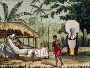 1811年、タヒチでの葬儀と追悼の儀式 作： French School
