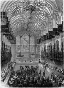イギリスのヴィクトリア女王の配偶者であるアルバート公（1819-1861）の葬儀（ウィンザー城のセント・ジョージ礼拝堂にて 作： French School