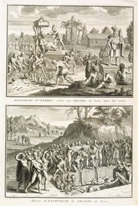 葬儀と領主の死後の埋葬方法、ペルーでのバーナードピカート（1673-1733）1722による宗教的儀式と税関のイラスト 作： French School