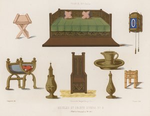 14世紀のフランスの家具とさまざまな物 作： French School