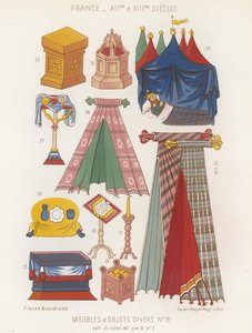 12世紀と13世紀の家具とさまざまなオブジェクト 作： French School